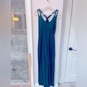 Athleta dark green Maxi dress, lined, L